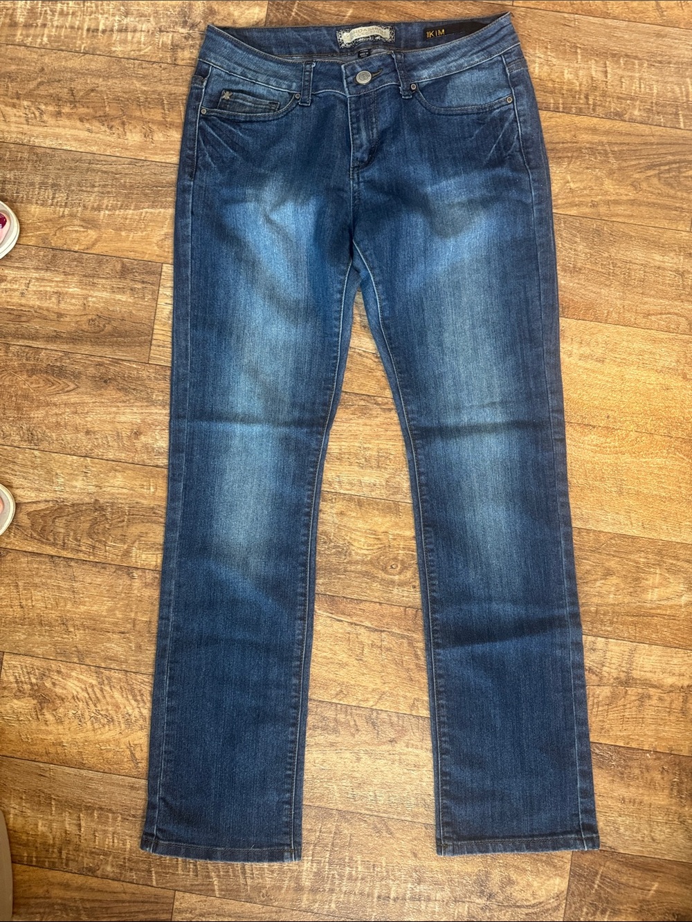 Kardashian Kollection Medium Wash Straight-Leg Jeans